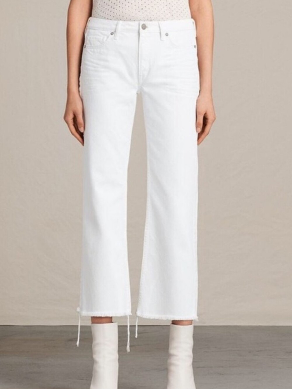 ALL SAINTS Zoe Cropped Frayed Hem Bootcut Jeans